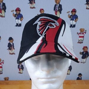 Y2K Atlanta Falcons Reebok stitched logo black & red AOP velcro tab NFL hat